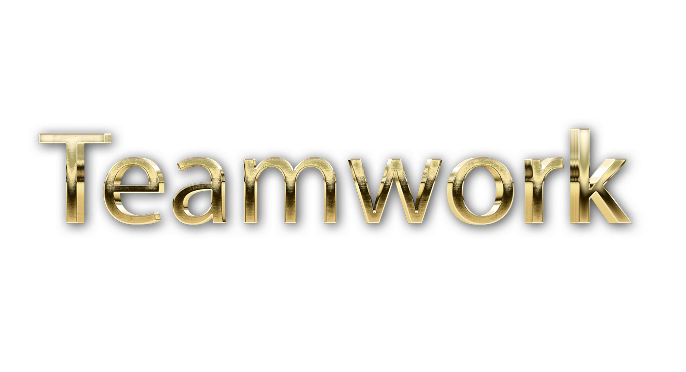 3D WORD TEAMWORK gold text effects art typography PNG images free